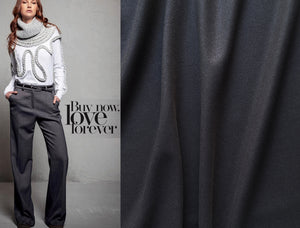 Charcoal Grey - Italian Twill  Merino Wool - 148 cm Wide.