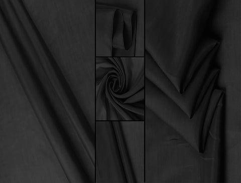 Black Silk Cotton - Light Weight - 9 mm - 140 cm Wide