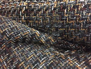 Shades of Brown/Gold/Grey/White/Black - French Tweed - 152 cm Wide.