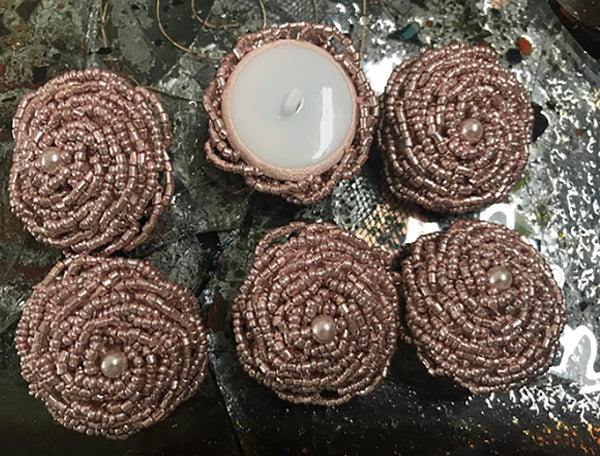 Pink/Mauve Handmade - Glass Beads Buttons/Pearl - 40mm Width.