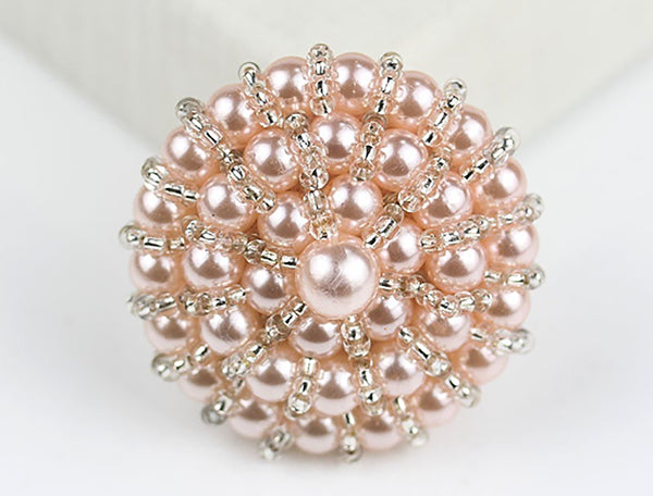 Ivory or Pink - Handmade - Pearls and Glass Beads - 40mm Width.