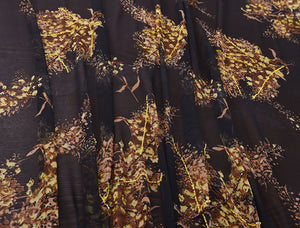 Multi Color Floral Embroidered w/Glass Beads on Black Background  - Italian 100%  Mulberry Silk Chiffon - 9 MM.