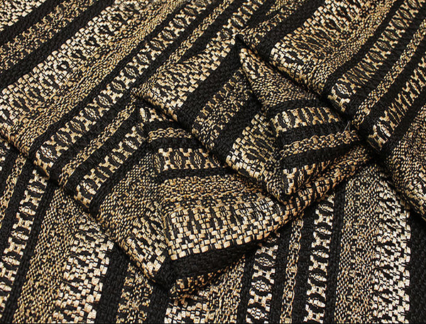 Black/Gold/Off White  - French Tweed - 150 cm Wide.