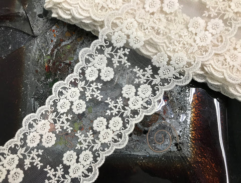 Ivory Double Edge  - Italian Lace - 11.5 cm Wide.