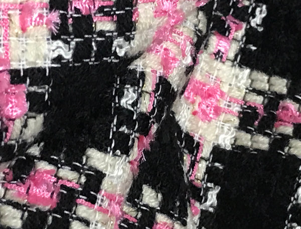 Pink/Black/Off White -  French Tweed - 150 cm Wide.