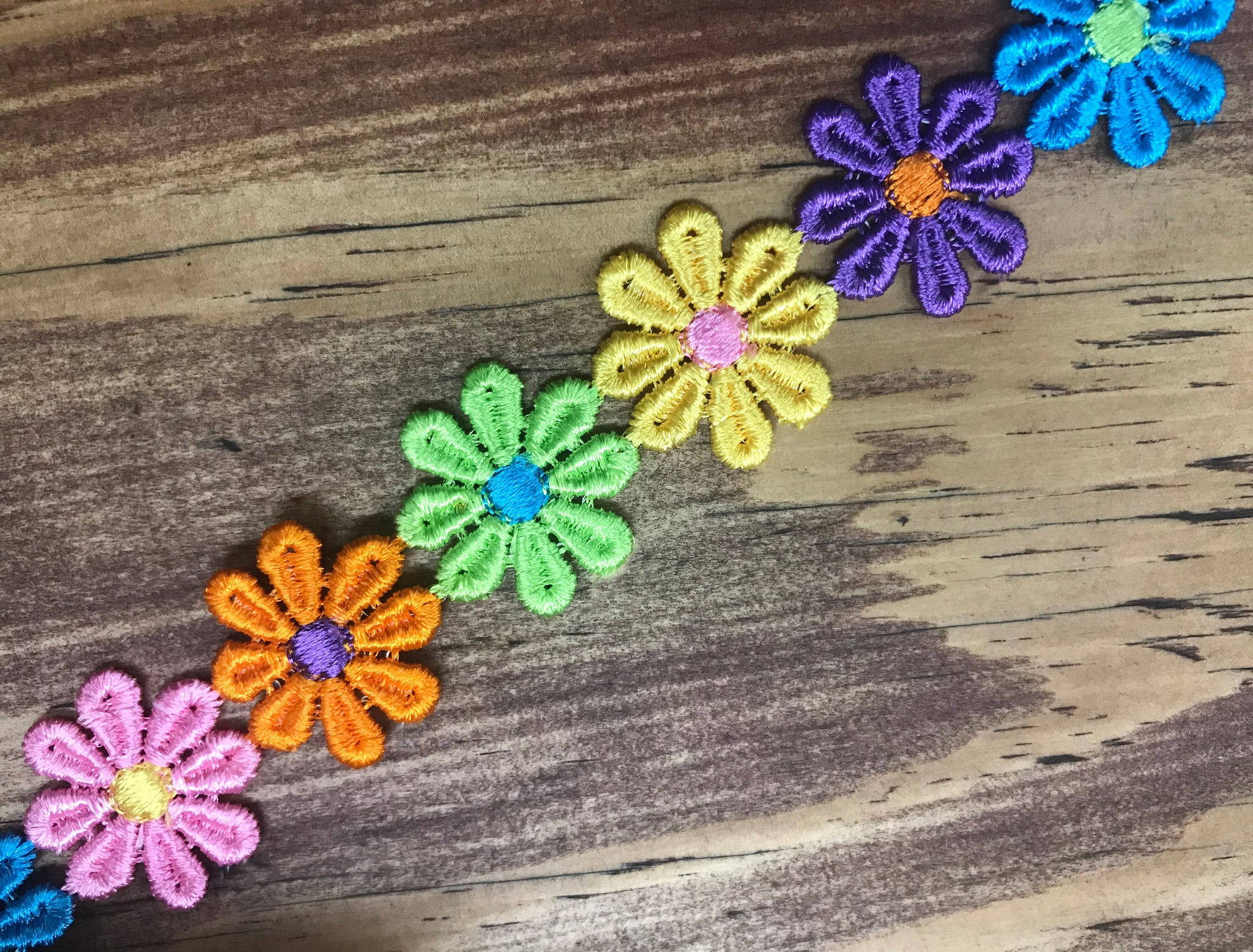 Multi Color Daisies and Butterflies Trims.