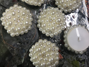 Natural White Hand-Made - Glass Beads and Crystals Buttons - 45 MM Width.