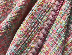 Multi Color w/Ribbons and Tulle Weaved Through Out  - French Tweed - 150 cm Wide.