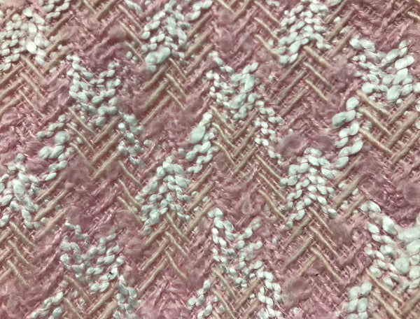 Pink and White Lined - French Tweed - 150 cm Wide.
