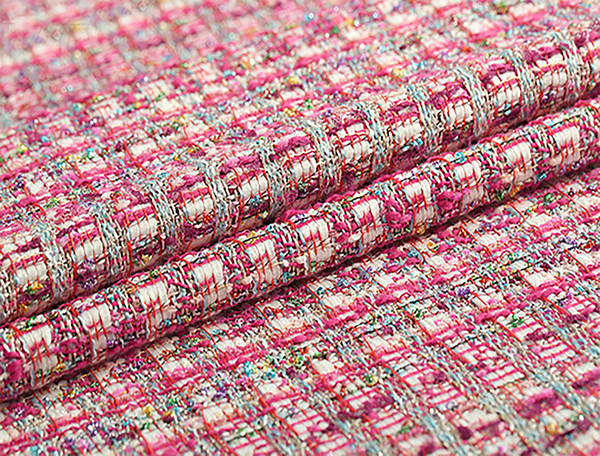 Multi Color Pink/Blue/White/Silver Treads - French Tweed - 150 cm Wide.