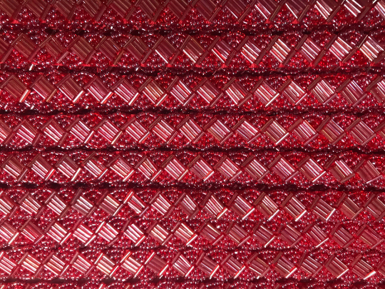 Red Hand Beaded Trim - Glass Beads, 1/2" Wide.