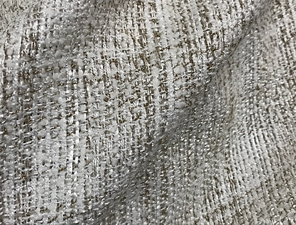 Natural White/Beige and White Glossy Threads - French Tweed - 150 cm Wide.