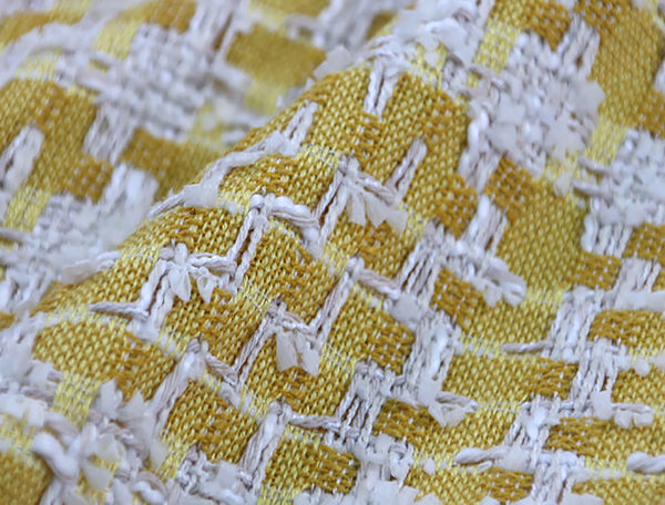 Yellow and White - Cotton French Tweed - 150 cm Wide.