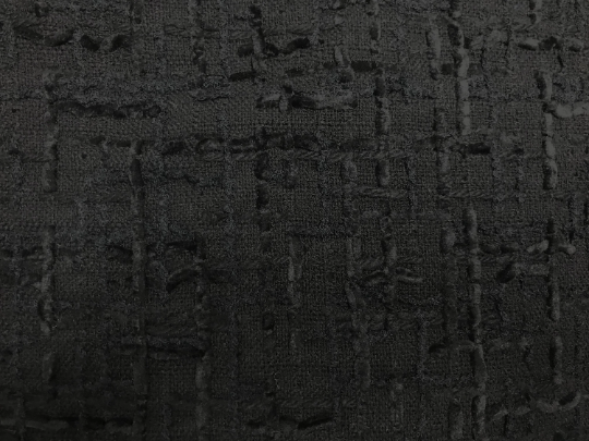 Black w/Black Velvet Ribbons - Double Face French Tweed - 150 cm Wide.