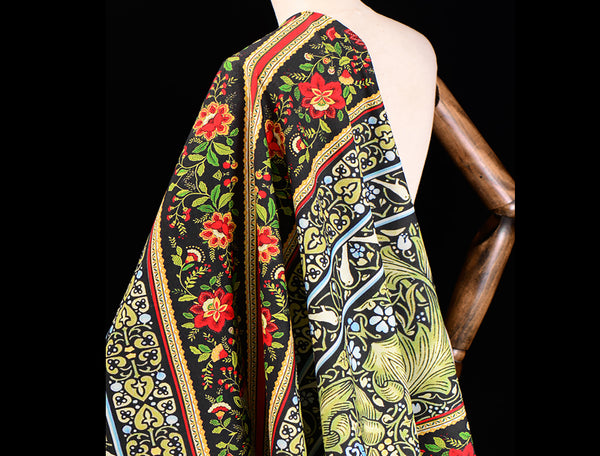 Multi Color Print - Italian Silk Linen Fabric - 127 cm Length x 132 cm Width.