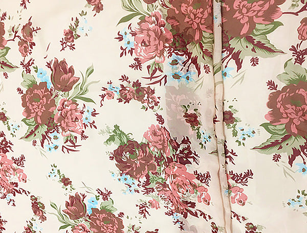 Multi Color Floral on Blush Background - Italian Silk Georgette - 14 MM - 110 cm Wide.