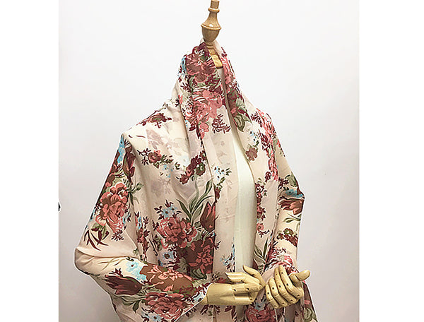 Multi Color Floral on Blush Background - Italian Silk Georgette - 14 MM - 110 cm Wide.