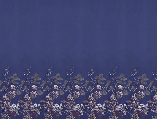 Multi Colors Floral on a Dark Blue Background -  Italian Jacquard Fabric - Sold by Sections of 132 cm Length x 169 cm Width.