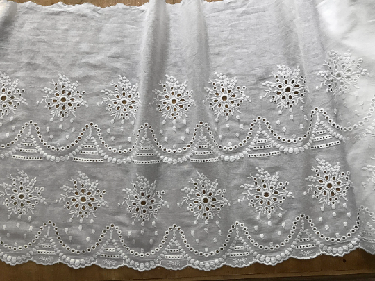 Natural White Broderie Anglaise -  Swiss Cotton Voile - 43 cm Wide.