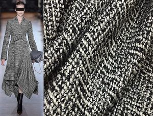 Black & White Wool - French Tweed - 150 cm Wide.