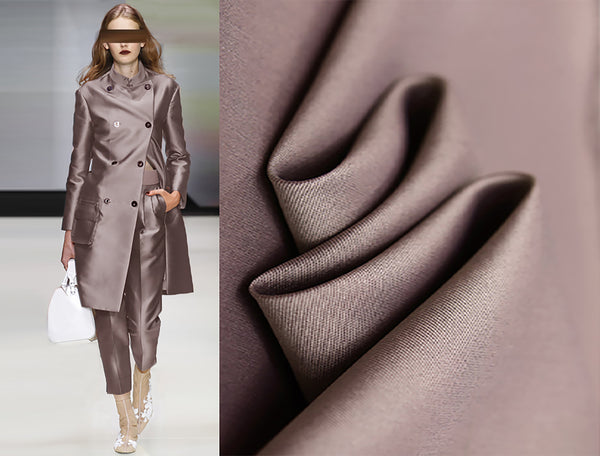 Mauve Color - Italian Silk Wool- 40 MM - 137 cm Wide.
