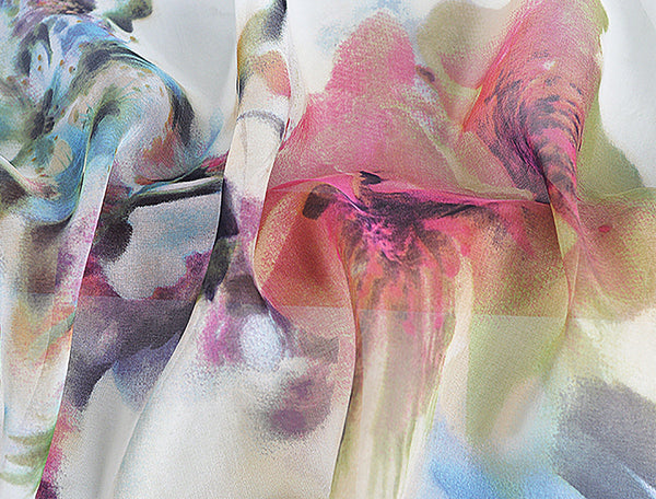 Multi Color Floral Print - Silk Chiffon - 130 cm Wide - WIKILACES