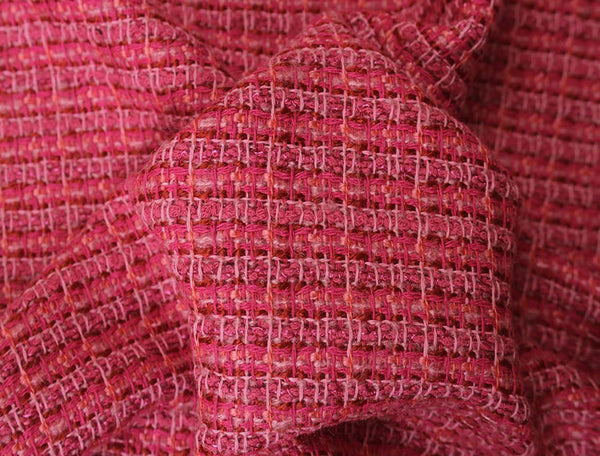 Shades of Pink/Reddish Colors - Lined French Tweed - 148 cm Wide.