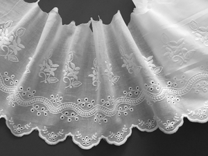 White Broderie Anglaise on Swiss Cotton Voile, 19 cm Wide.