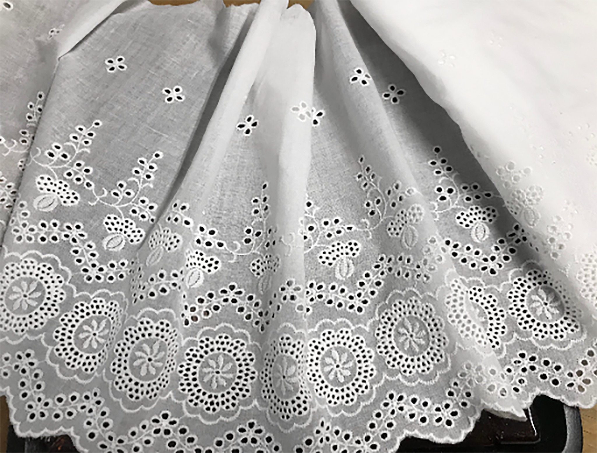 Natural White Broderie Anglaise -  Swiss Cotton Voile - 33 cm Wide.