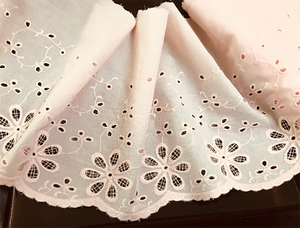 Peach Powder Cotton  Broderie Anglaise Lace - 22 cm Wide.