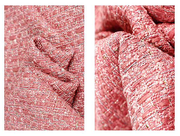 Coral Powder w/Silver and Sequins  -  French Tweed -  150cm Wide.