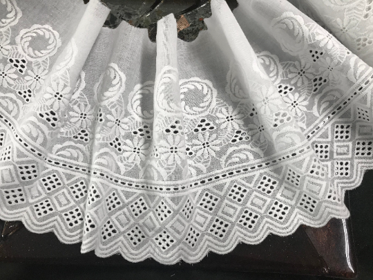 Natural White - Broderie Anglaise on Cotton Voile - 19 CM Wide.