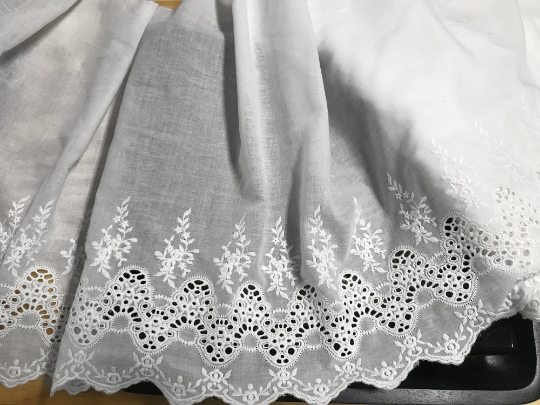 White Broderie Anglaise -  Swiss Cotton Voile - 39 cm Wide.