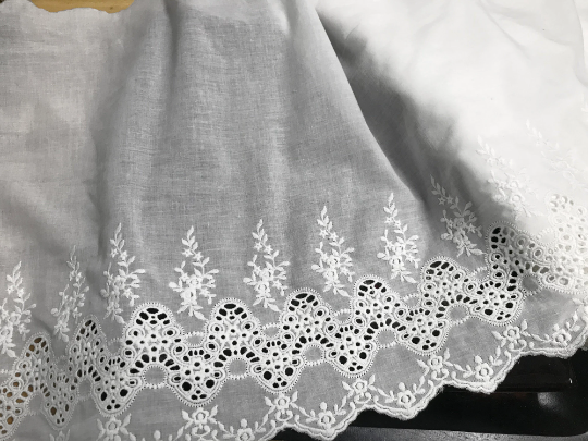 White Broderie Anglaise -  Swiss Cotton Voile - 39 cm Wide.