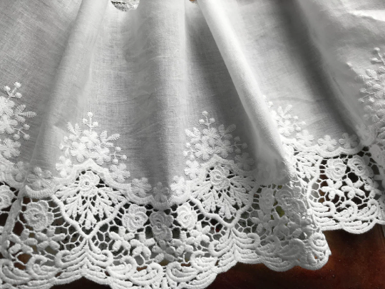 Natural White Broderie Anglaise -  Swiss Cotton Voile - 18 cm Wide.