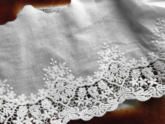 Natural White Broderie Anglaise -  Swiss Cotton Voile - 18 cm Wide.