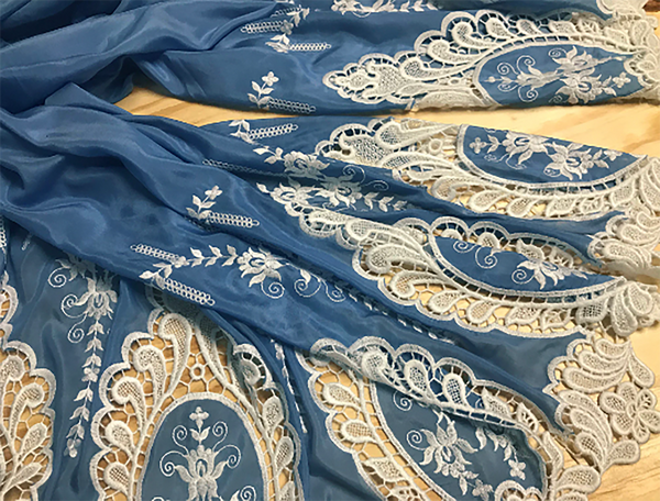 Embroidered Double Border -Silk/Cotton - 120 cm Wide - Available in 3 Colors.