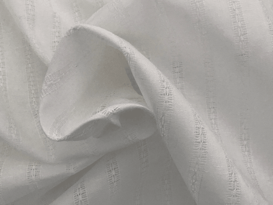 White Pure Flax Linen Jacquard  - 105 cm Wide, Imported. - WIKILACES