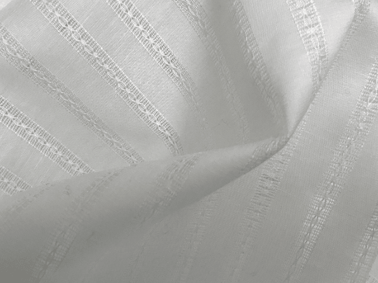 White Pure Flax Linen Jacquard  - 105 cm Wide, Imported. - WIKILACES