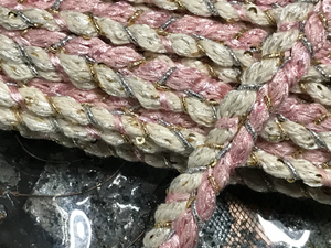 Pink/Off White/Gold/Silver and Small Sequins - French Braid Trim -  1 1/2 cm Wide.