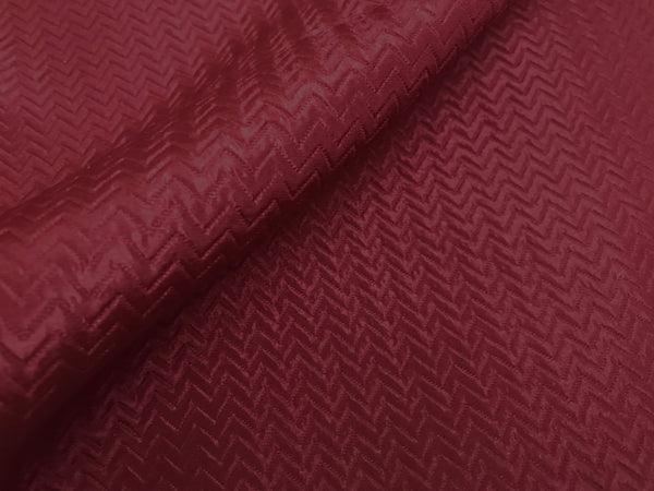 Burgundy Silk/Wool Jacquard - Chevron Style - 60 MM - 146 cm Wide.