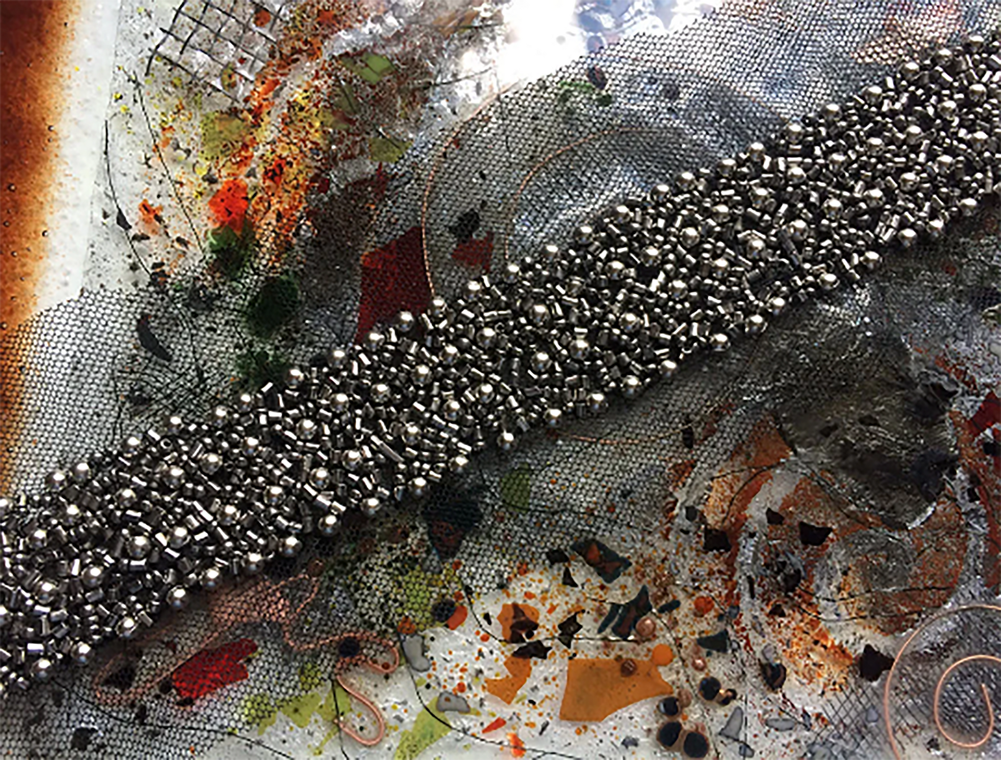 Steal Grey -  Handmade Beaded  Pearls Trim -  3 cm Wide.