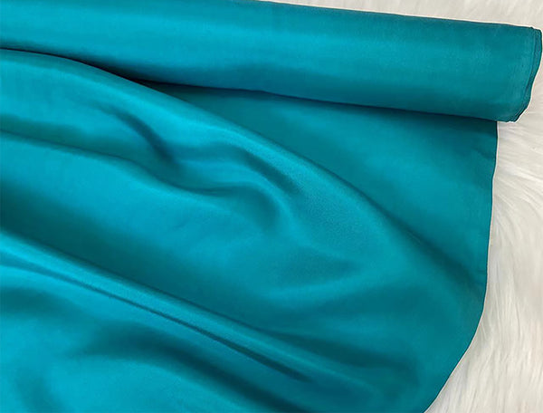 Smoked Turquoise  - Habotai Mulberry Silk, 12 mm - 114 cm Wide.