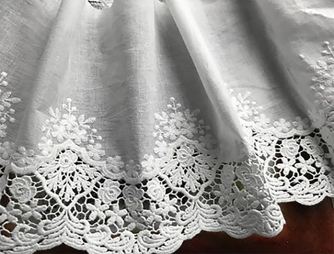 Natural White embroidery  on Natural White Cotton Voile - Broderie Anglaise - 21 cm Wide.